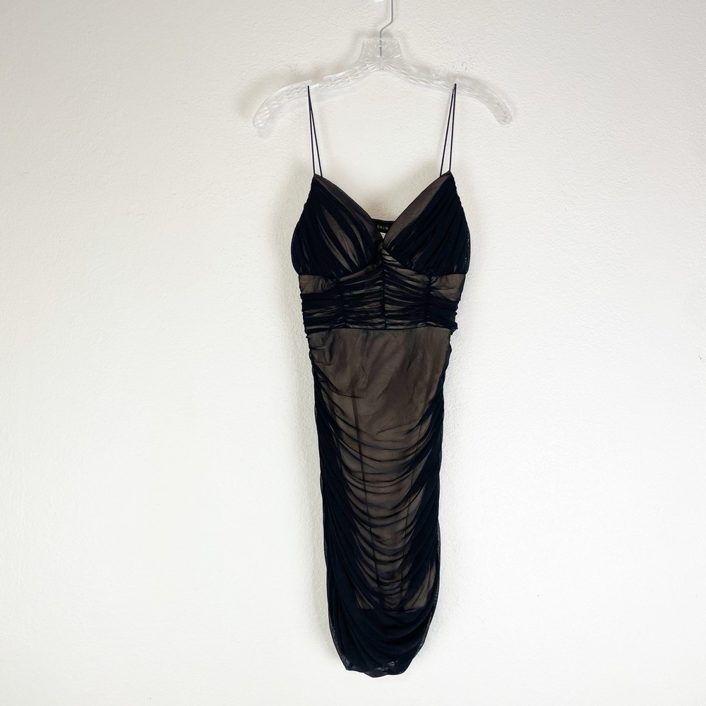 B. Darlin Womens Juniors Sleeveless Ruched Bodycon Dress Black‎ Nude size 11/12